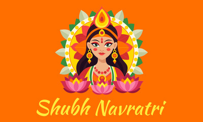 A woman is the main focus of the image. She is wearing a headpiece and is surrounded by flowers. The image is orange and has a festive mood