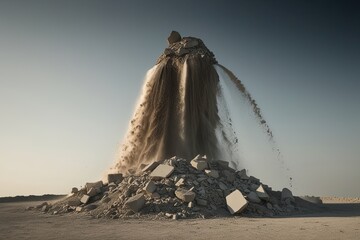 Forceful Cascading Remains with Rubble in a Solitary Composition