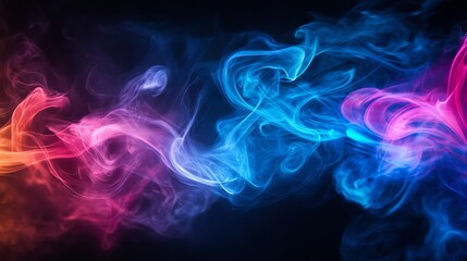 Fototapeta premium Abstract colorful smoke swirls on a black background.