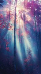 Obraz premium rays of light in the forest