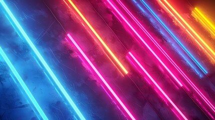 Fototapeta premium Neon Lights: A vibrant neon lights background with glowing colors, adding a futuristic and energetic vibe for tech gadgets. 