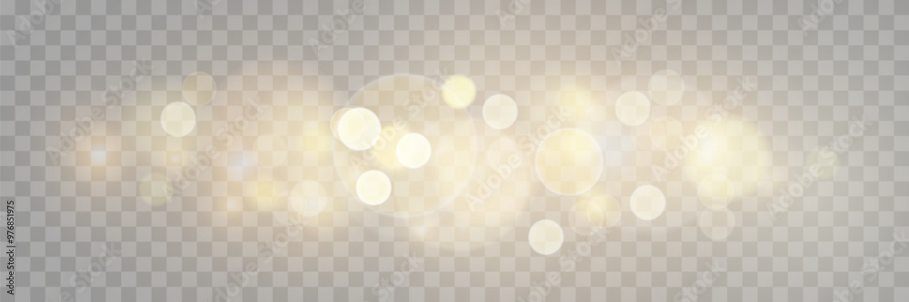 Wall mural the dust sparks and golden stars shine with special light. vector sparkles on a transparent backgrou