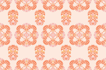 Carpet ikat floral pattern,fabric pattern on navy blue background vector illustration.Ikat ethnic oriental embroidery.Aztec style,abstract background.design for texture,clothing,decoration,carpet,rug.