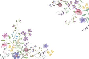 Watercolor floral background. Hand drawn illustration. Vector EPS.