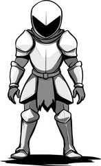 Futuristic Armored Knight in Full Armor on Black Background