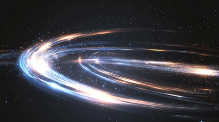 Obraz premium Dynamic Neon Light Ellipse with Glittering Sparks and Flares on a Futuristic Abstract Background, Conveying Motion and Energy