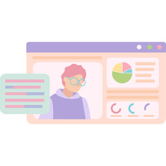 Woman worker vector online business training icon