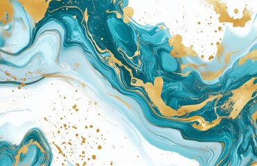 Cyan and Gold Marble Pattern