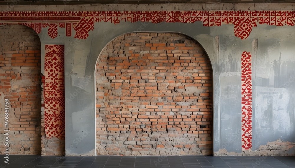 Wall mural vintage brick wall texture showcasing dark tones and intricate patterns of architectural elegance