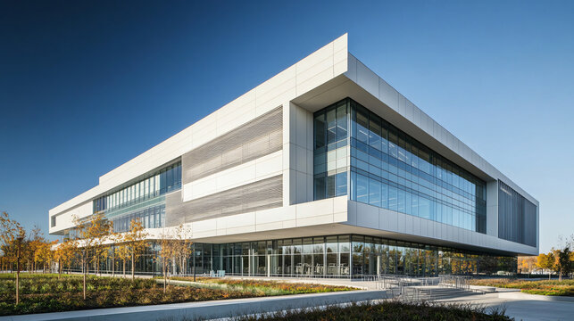 A modern research center with cutting-edge architectural elements.