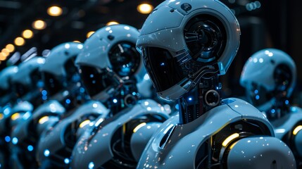 Fototapeta premium Modern robotics background with humanoid robot designs and futuristic technology concepts