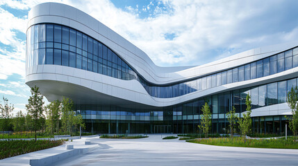 A modern research center with cutting-edge architectural elements.