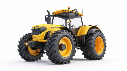 Obraz premium Modern 3D Illustration of a Yellow Tractor