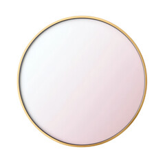 Elegant round mirror with a sleek pink tint and a golden frame, perfect for interior decor and modern home styling.