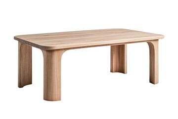 Fototapeta premium A minimalist wooden table with smooth lines and a modern design, perfect for contemporary living spaces and dining areas.