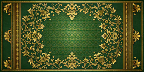 Elegant book cover with gold floral accents on green background, ornate design , elegant, book, cover, gold, floral, accents