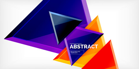 Abstract background - colorful triangles with 3d effect. Vector Illustration For Wallpaper, Banner, Background, Card, Book Illustration, landing page