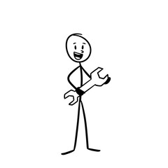 person with happy expression carrying handyman tools