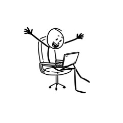 someone is sitting laughing happily looking at a laptop