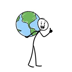 a person carrying the earth behind his back