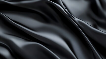 Fototapeta premium A silky black fabric background with soft folds.