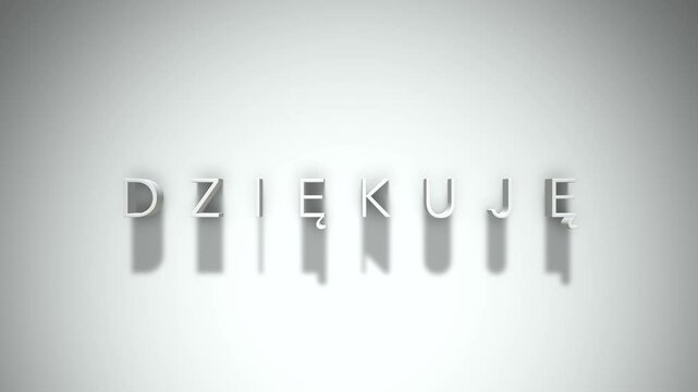 Thank You Animation letters on a grey background. In Polish.
