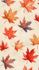 Watercolor collection of autumn maple leaves and red,yellow,Hand drawn nature design elements isolated on white background,Hand paint,Perfect for creating cards, design,copy space.