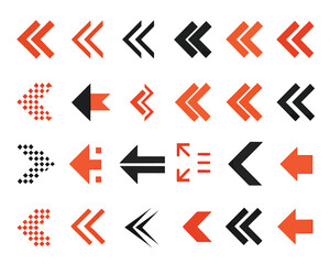 A collection of various red and black arrow designs