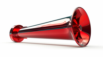 Metallic Red Megaphone on White Background