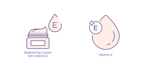 Brightening and Vitamin E Icons: Brightening Cream with Vitamin E, Vitamin E