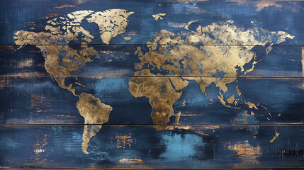 Vintage Cartographic Map with Compass Rose and Parchment Texture