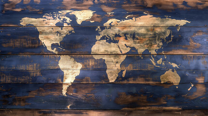 Vintage Cartographic Map with Compass Rose and Parchment Texture