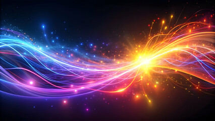 Fototapeta premium Vibrant neon glow with swirling energy particles and waves creating a dynamic motion effect, neon, glow, swirling, energy