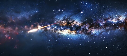 Cosmic Streak Shooting Star Illuminates a Vibrant Milky Way Galaxy in a Starry Nightscape
