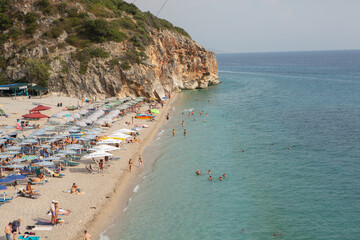 Very beautiful landscape with the Adriatic Sea on the coast of Albania near Gjipe beach. The turquoise sea.