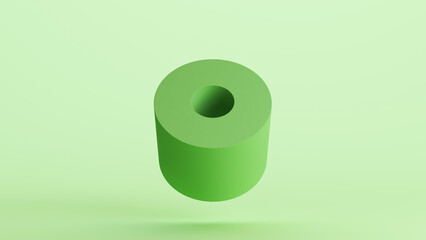 Toilet roll toilet paper green monochrome soft tones pale mint green background 3d illustration render digital rendering	
