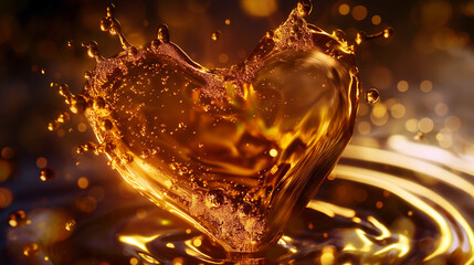 Vibrant Yellow Liquid Heart in Motion