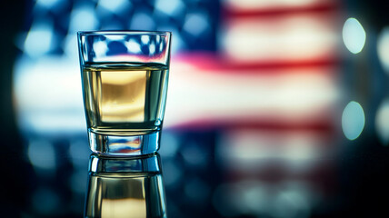 Celebrate National Vodka Day with a refreshing shot in front of the American flag backdrop
