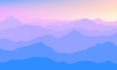 vector illustration of natural mountain scenery at dawn