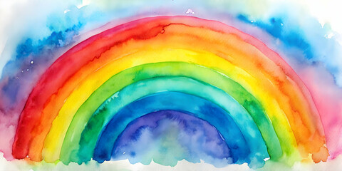 Obraz premium Vibrant rainbow watercolor painting on background, rainbow, vibrant, watercolor, painting,colorful, abstract, artistic