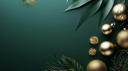 Elegant Gold Christmas Ornaments on Green