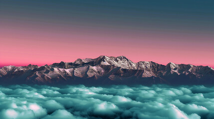 Sunrise Over Snow-Capped Mountain with Clouds