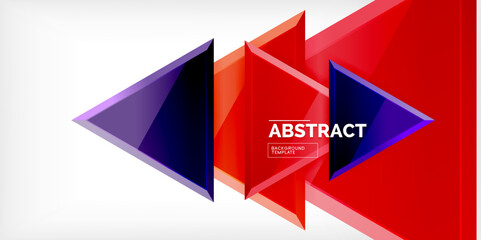 Abstract background - colorful triangles with 3d effect. Vector Illustration For Wallpaper, Banner, Background, Card, Book Illustration, landing page