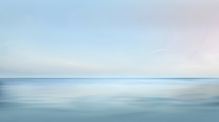 Abstract Blue Blurred Background with Light Sky Blue Color Gradient, Soft Clouds, and Calm Sea Water Texture. Bright Summer Day, Clear Sky, and Minimalistic Vector Illustration in a Realistic Photo St