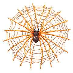 Obraz premium Cute Cartoon Spider Web on White Background with Halloween Theme