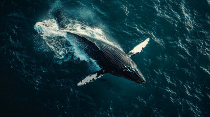 Fototapeta premium A majestic whale breaching the surface of the ocean.