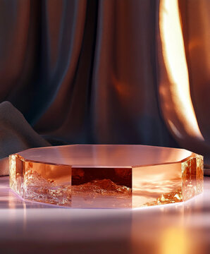 exagonal crystal podium for display small jewelry product