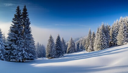 Fototapeta premium Snowy scene with distant trees