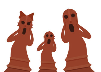 ムンクの叫び風の家族のはにわのイラスト