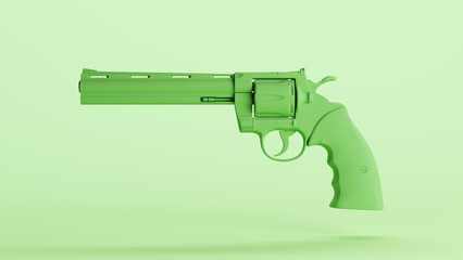 Green gun pistol weapon handgun revolver firearm barrel trigger security left view 3d illustration render